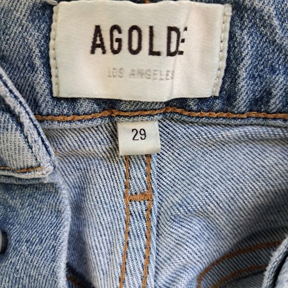 AGOLDE Riley High Rise Straight Leg Crop Size 29 Whiplash Distressed Stone Wash - Picture 6 of 14